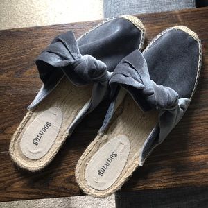 Soludos gray velvet mules